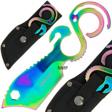 6.5 inch Fixed Blade 3CR13 Steel knife and Mult-tool with Nylon Sheath WARTECH Rainbow (HWT-206-RW)