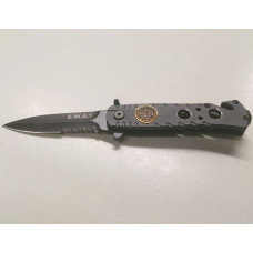 7 inch Lock Knive Action Tactical Rescue Knives P-530-SW-GY (S.W.A.T) Special Weapons and Tactics (Grey)